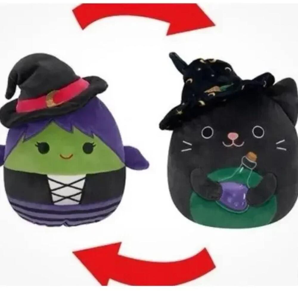 Squishmallows FlipAMallows 8" Roslyn Witch Cleo Cat Plush NWT Halloween